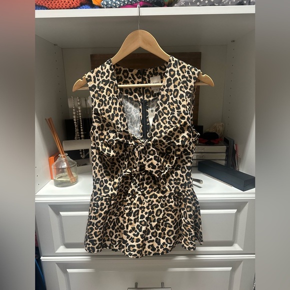 Anthropologie’s Maeve Bow Front Peplum Leopard Print Blouse - Picture 4 of 7